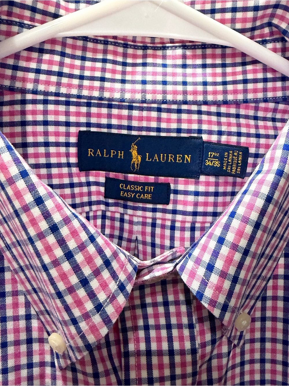 Ralph Lauren Pink and Blue Checked Button-Down Shirt